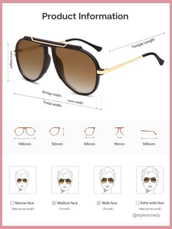 Retro Oversized Aviator Sunglasses with UV400 Protection main image 5